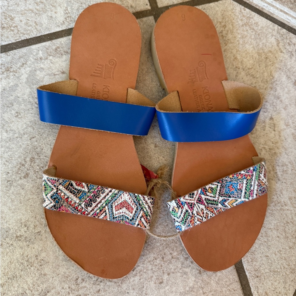 Handmade Greek Leather Printed Sandals